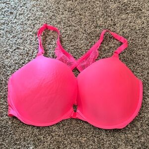 Victoria's Secret Neon Pink Front Closure Push Up Bra 38DD